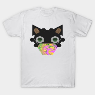 Black Cat Wearing Abstract spring #3 Mask T-Shirt